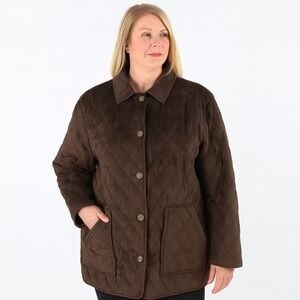 VTG Lauren Ralph Lauren Coat XL Faux Suede Chocolate Brown Quilted